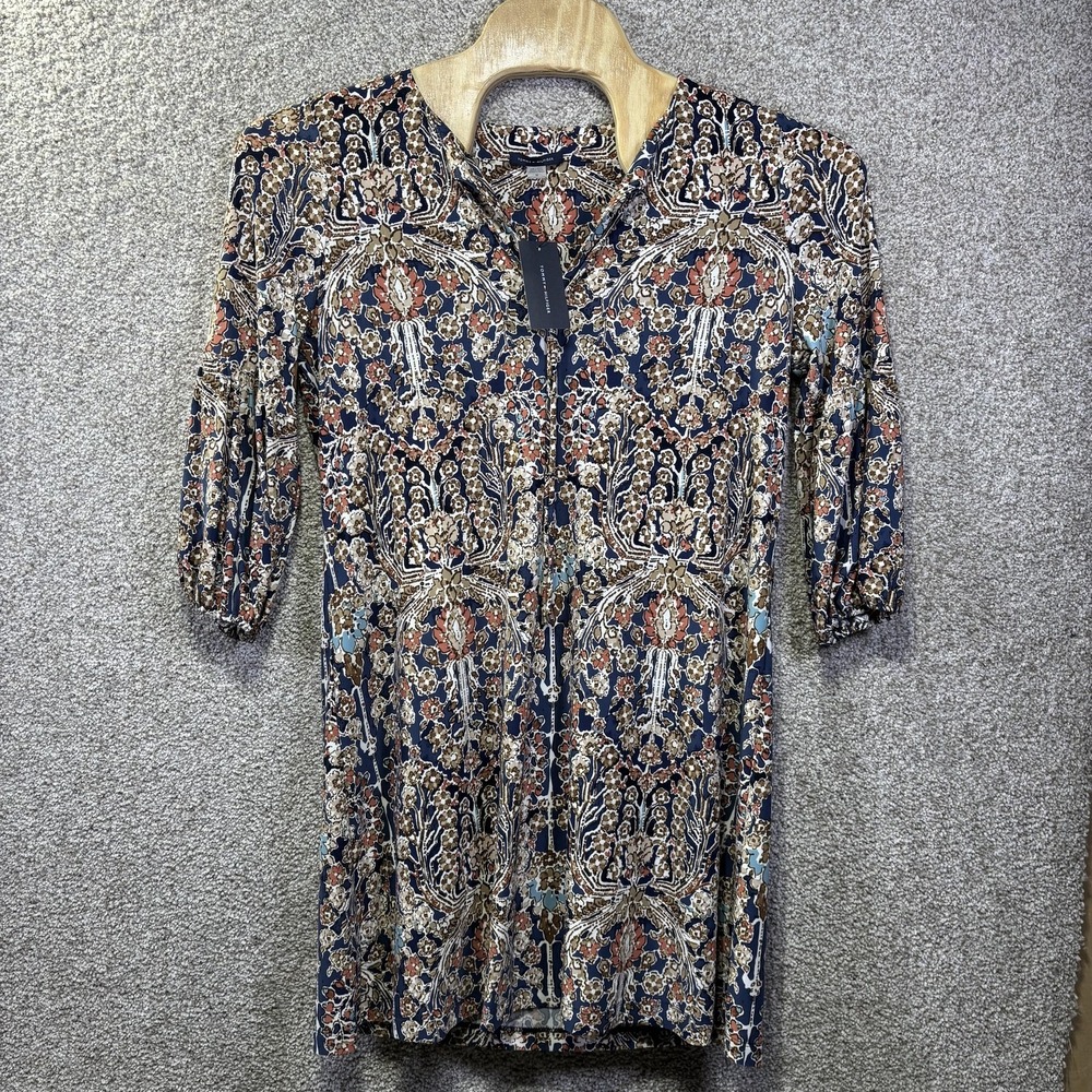NWT Tommy Hilfiger Dress Womens 14 Blue Floral‎ 3/4 Sleeve Sheath Knee Length